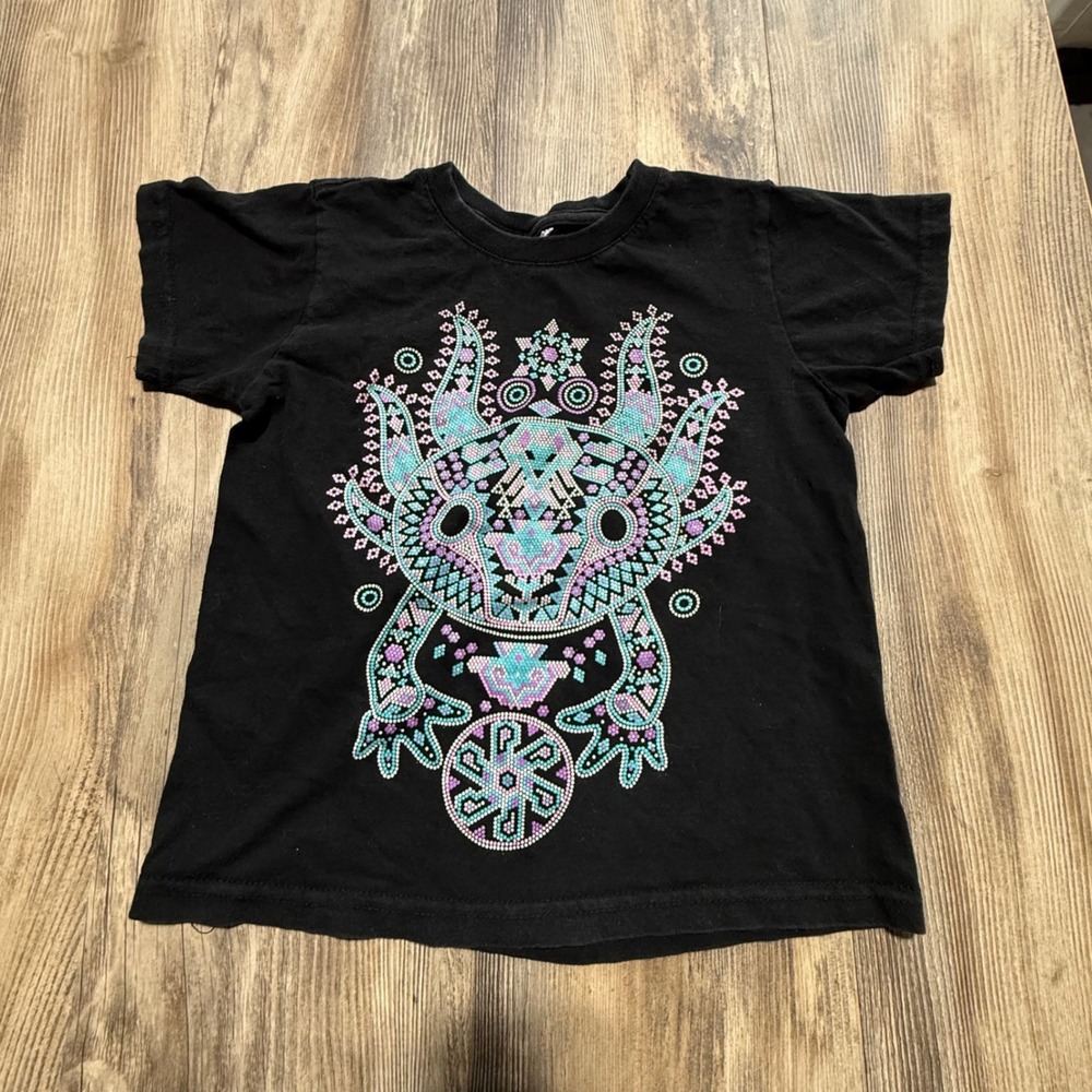 Axolotl Graphic T-Shirt Black Geometric Kidcore
